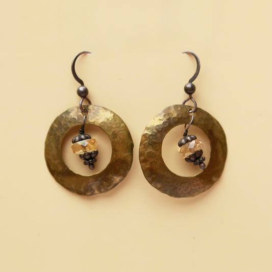 Brass Color Circle Earrings