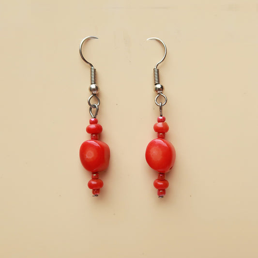 Warm Red Dangle Earrings